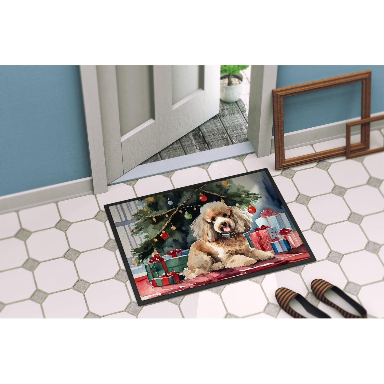 Carolines Treasures DAC2726MAT 18 x 27 in. Poodle Cozy Christmas Doormat