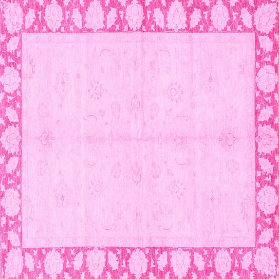 Ahgly Company Indoor Square Abstract Pink Modern Area Rugs, 4' Square