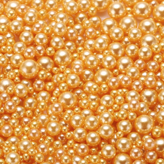 Uxcell 800 Pcs Faux Pearl for Crafting 0.12''-0.31'' No Hole ABS Round Pearls for Vase Fillers Gold