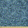 thumbnail image 2 of Ambesonne East Fabric by the Yard Microfiber, Zentangle Exotic, 5 Yards, Pale Blue Navy Blue, 2 of 2