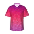 thumbnail image 2 of Picia Light Purple Glitter Gentle Cotton Regular Fit Short Sleeve Casual Hawaiian Shirt for Men-Large, 2 of 8