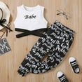thumbnail image 4 of Uccdo 2Pcs Girls Sleeveless Crop Tops + Letter Print Pants Set Toddler Girl Summer Tracksuit, 18M-6T, 4 of 8