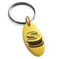 thumbnail image 1 of Stainless Steel Letter S Initial 3D Monogram Engraved Small Oval Charm Keychain Keyring, 1 of 1
