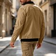 thumbnail image 5 of Men's Full Zip Jackets Fashion Patchwork Lapel Collar Coat Fall Long Sleeve No Hood Outerwear with Zip Pockets, 5 of 8