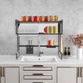 thumbnail image 3 of Over The Sink Dish Drying Rack 3 Tier Large Dish Drainer Drying Rack with Drainboard 40 Inch Stainless Steel Multifunctional Kitchen Organizer Storager for Dishes Glasses Bowls Cutlery, 3 of 9