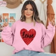 thumbnail image 4 of pimelu Sweatshirt for Women Womens Crewneck Sweatshirt Valentine's Day Fashion Heart Graphics Love Letter Print Pullover Blouses Ladies Loose Crewneck Long Sleeve Sweater Tops, 4 of 6