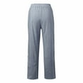 thumbnail image 5 of Mohiass Striped Linen Pants Women Side Button Elastic Waist Capri Gauze Pants Lightweight Summer Beach Cropped Trousers 2025 Light Blue XL, 5 of 5