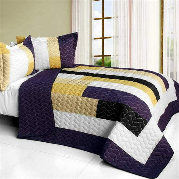 Morning Glory - 3 Pieces Vermicelli - Quilted Patchwork Quilt Set  Full & Queen Size - Multicolor