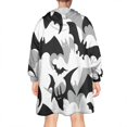 thumbnail image 2 of Wearable Oversized Blanket,Black and Gray Halloween Bats Wearable Blanket Hoodie for Adults,Cozy Hooded Blankets with Super Pockets,Super Warm Fuzzy Pullover for Women & Men, 2 of 6