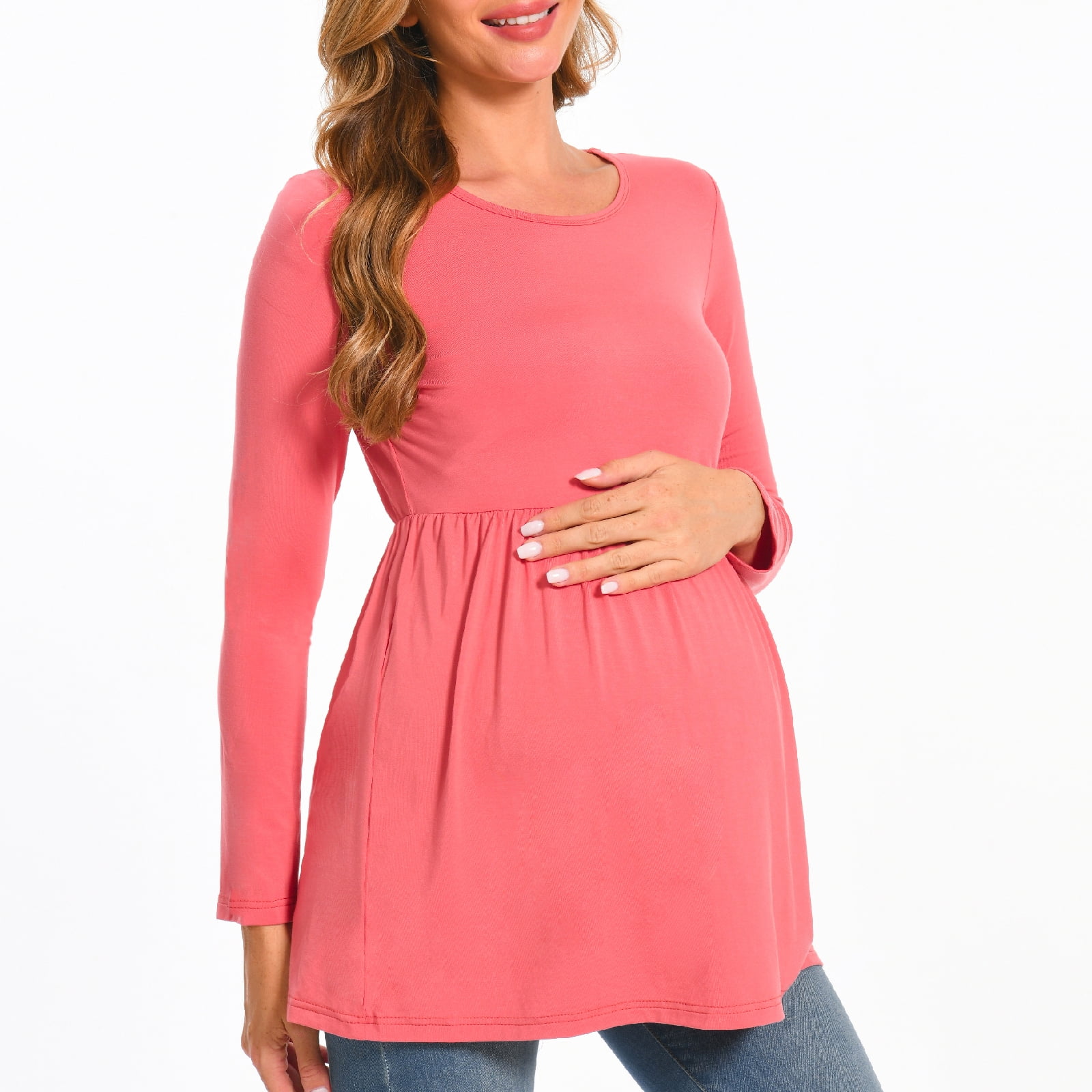Beaisland Women's Long Sleeve Maternity Shirts Basic Casual Pregnancy Top