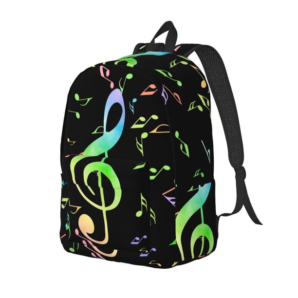 Disketp Music Notes Mochila de Lona Estampada, Mochila Escolar de Viaje Ligera para Estudiantes y Portátil-Medium