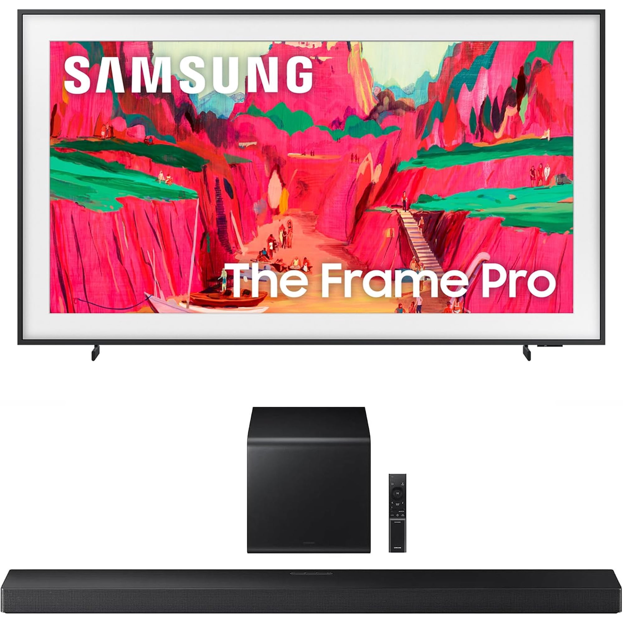 Samsung QN65LS03FWFXZA 65 Inch The Frame Wireless 4K Neo QLED TV with a Samsung HW-QS700F 3.1.2 Ch Dolby Atmos Soundbar and Subwoofer (2025)
