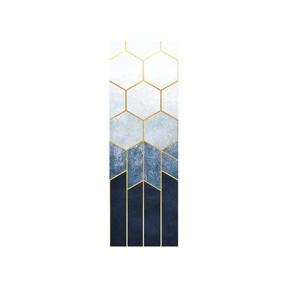Dundee Deco's Geometric Blue Gold White Shapes Wall Mural, 35 in X 106 in (27 sq ft.)