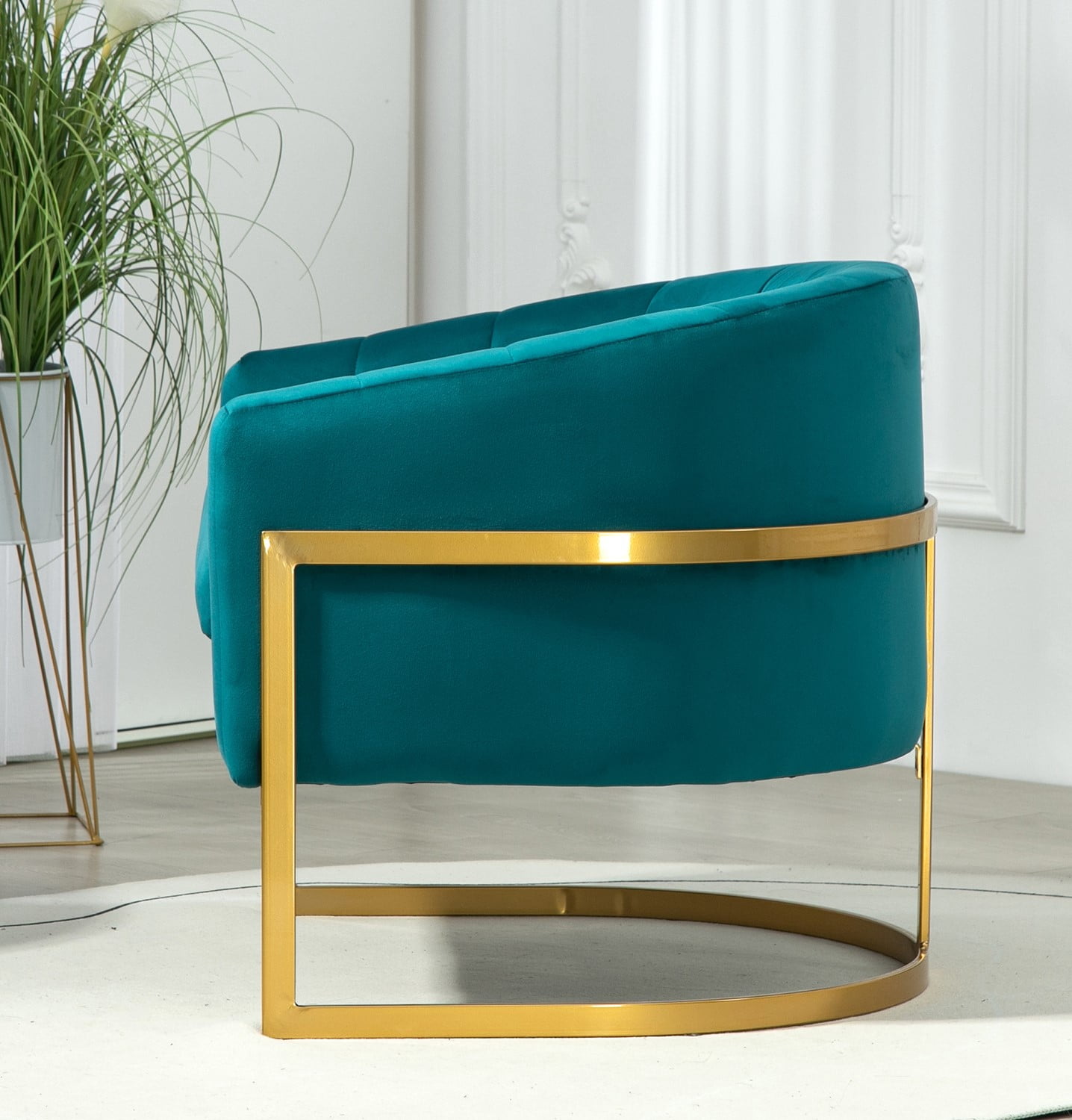 US Pride Furniture Modern Accent Armchair Luxury Gold Frame and Multi-colored Velvet Material Infuse Elegant Flair Greenish Blue