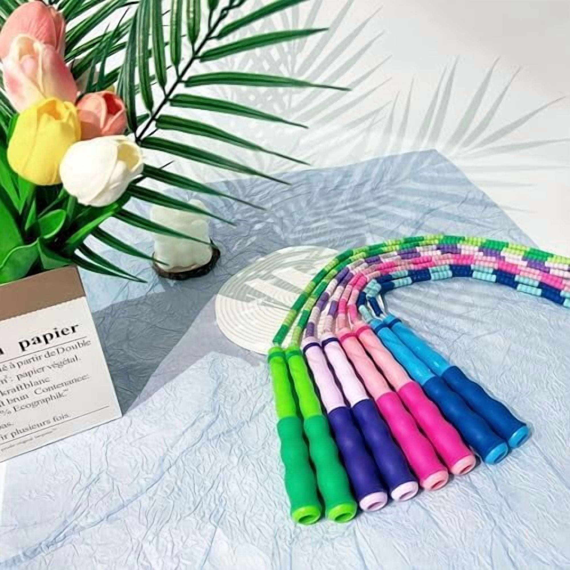 Voylla Soft Beaded Jump Ropes, Adjustable Length Skipping Rope, Tangle Free Segmented Jumping Rope for Kids and Adults Exercise, Fitness 9.2 Ft