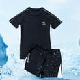 thumbnail image 2 of Toimothcn Boys Swimsuits Short Sleeve Oversized Patchwork Color Compression 2 Peice Bathing Suit Quickly Dry Soft Swimwear Suitable For Beach, 2 of 9