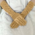 thumbnail image 2 of Ediodpoh Women Solid Color Satin Pleated Wedding Gloves for Party Events and Elegant Occasions Gold, 2 of 4