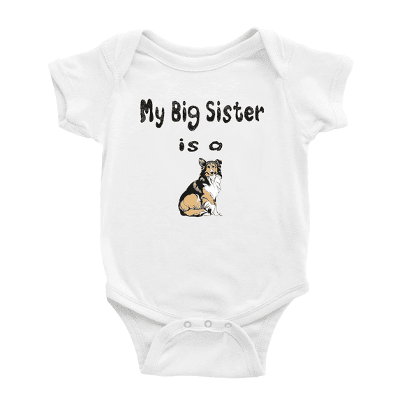 My Big Sister Is A Collie Dog Funny Baby Clothing Bodysuits Boy Girl Unisex