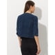 thumbnail image 3 of Allegra K Chaqueta de mezclilla sin cuello para mujer Chaquetas de mezclilla de manga 3/4 Azul Oscuro S, 3 of 6