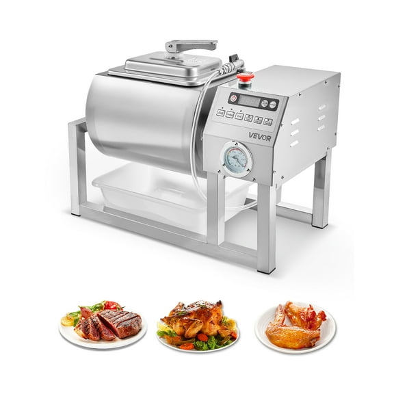 VEVOR Commercial Meat Tumbler Marinator, 20L Vacuum Tumbler Marinating Machine with Bidirectional Rotation and 3-Speed, Stainless Steel Vacuum Curing Machine for Chicken Steak Pork, Restaurant