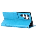 thumbnail image 6 of Designed for Samsung Galaxy S24 Ultra Case, Wrist Strap Flip Kickstand PU Leather Wallet Case Cash Card Slots Holder, Protective Shockproof Pattern Women Cover for Samsung Galaxy S24 Ultra, Blue, 6 of 7