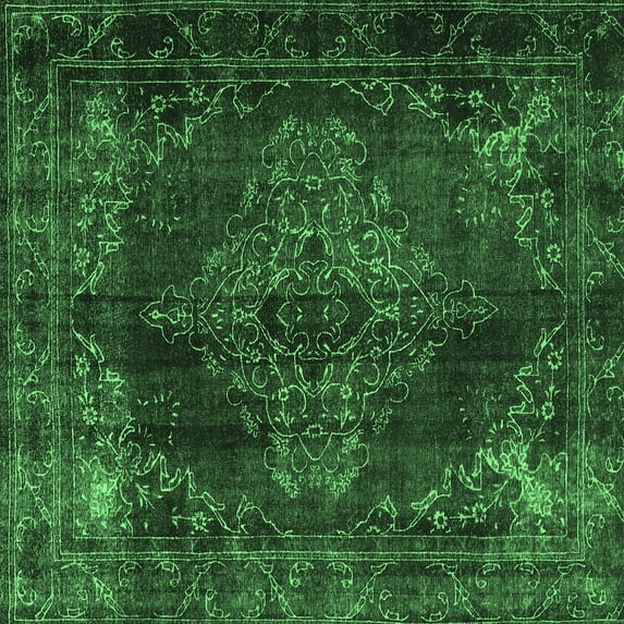 Ahgly Company Indoor Square Persian Emerald Green Traditional Area Rugs, 3' Square