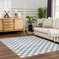thumbnail image 6 of BoutiqueRugs Brone Blue Checkered Area Rug - Machine Washable - Blue, Off White - 2' x 2'11", 6 of 19