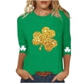 thumbnail image 1 of vdgthytj T-Shirts pour Femmes de la Saint-Patrick à Manches 3/4, Grande Taille, Col Ras du Cou, Trèfle, T-Shirt Graphique pour les Fêtes, 1 of 5