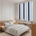 thumbnail image 4 of Navy Blue Aqua Striped Kitchen Curtains, Farmhouse Stripe Art Light Filtering Window Curtain Panels, 2Pcs Rod Pocket Window Treatments Set for Living Room Bathroom Bedroom 42x63 Inches, 4 of 9
