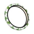 thumbnail image 3 of YFYANG Universal Elastic Green Four Leaf Clover Pattern Car Steering Wheel Cover, Non-Slip Sweat Absorbent, 3 of 8