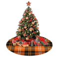 thumbnail image 4 of Falda para árbol de Navidad con diseño de jaula escocesa a cuadros escoceses de Halloween (9), suave y divertida, decoración navideña de granja con cuello para árbol de Navidad de 30", 4 of 4
