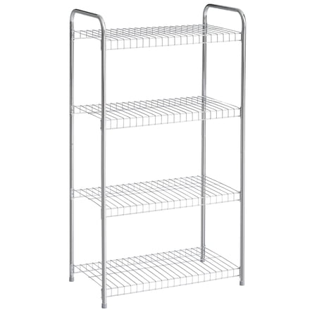 Rubbermaid Freestanding 4-Tier Multipurpose Wire Shelving Unit, Satin Nickel