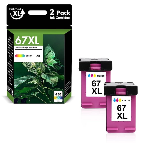 67 67XL Ink Cartridges 67XL 67 2755e 2 Pack Tri-color Ink for OfficeJet 2755 4155 2722 2723 2724 2725 2732 Envy 6055 6455 6458 6475 Printer Ink