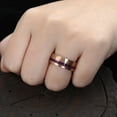 thumbnail image 6 of Hammered Amethyst Ring Rose Gold Tungsten Ring Men's Wedding Ring Anniversary Ring Engagement Ring Promise Ring 8mm, 6 of 6