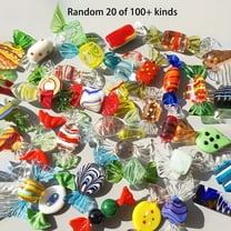 20Pcs Glass Candy Ornaments Set, Vintage Glass Ornaments Murano Glass Decorative, 1.77x0.79in Colorful Fake Candy Figurines for Desktop Display, Glass Ornaments for Christmas Tree Home Decor