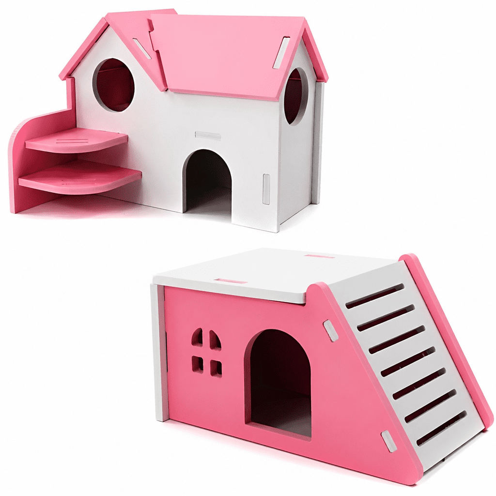 GARDVORA Hamster Hideout House Wooden Living Hut Exercise Funny Nest Toy for Mouse, Chinchilla, Rat, Gerbil and Dwarf Hamster