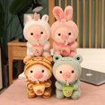 thumbnail image 3 of Kawaii Transformed Cosplay Frog Unciorn Tiger Rabbit Boab Tea Piggy Plush Toy Girl Plushies Sleep Ragdoll Doll Birthday Gift, 3 of 6