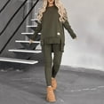 thumbnail image 3 of ZEHJUHAN Women's 2-Piece Lounge Set Long Sleeve Crewneck Side Slit Top & High Waist Leggings Cozy Outfit for Fall Winter Army Green，XL, 3 of 10