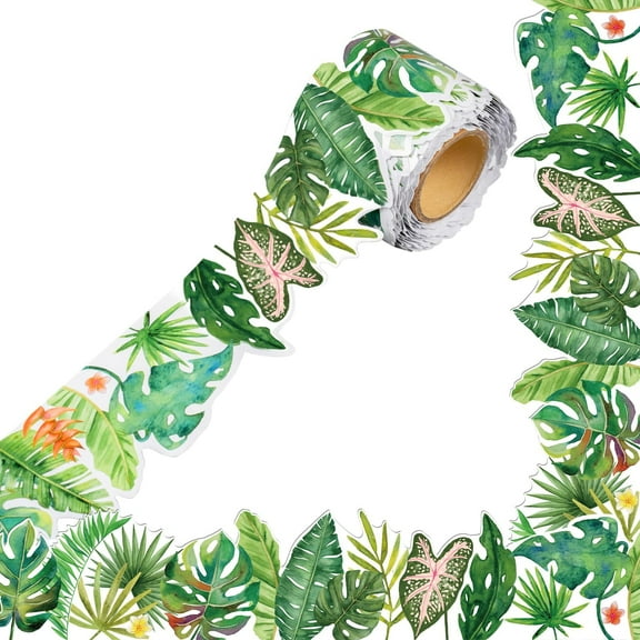 GuassLee 50ft Greenery Bulletin Board Border Decorations - Boho Die-Cut Green Classroom Border Trim Greenery Plant Tropical Leaves Bulletin Board Trim for Tropical Jungle Classroom Home Office Decor