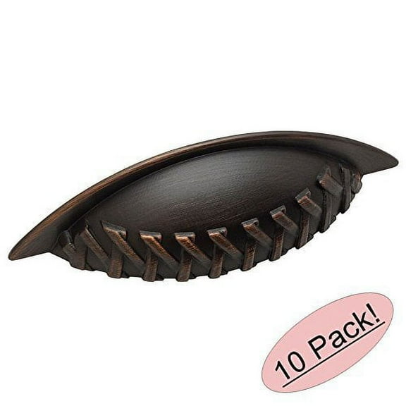 Cosmas 7067ORB Oil Rubbed Bronze Braided Cabinet Hardware Bin Cup Drawer Handle Pull - 3" Inch (76mm) Hole Centers - 10 Pack