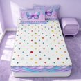 thumbnail image 4 of Erosebridal Kawaii Butterfly Zipper Twin Comforter Sets with Fitted Sheet and 2 Pillowcases, Cute Wildlife Zipper Bedding Set, Polka Dots Reversible, Pastel Purple, Polka Dots Reversible, 4 of 7