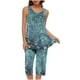 thumbnail image 1 of Conjunto de Verano para las Mujeres Casual Impreso sin Mangas Cuello Redondo Y Pantalones Recortados de Dos Piezas, 1 of 8