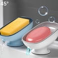 thumbnail image 2 of Jabonera de ángulo ajustable para baño, jabonera ovalada de plástico para montaje en pared con orificio de drenaje, bandeja de jabón extraíble de lujo, 2 of 7