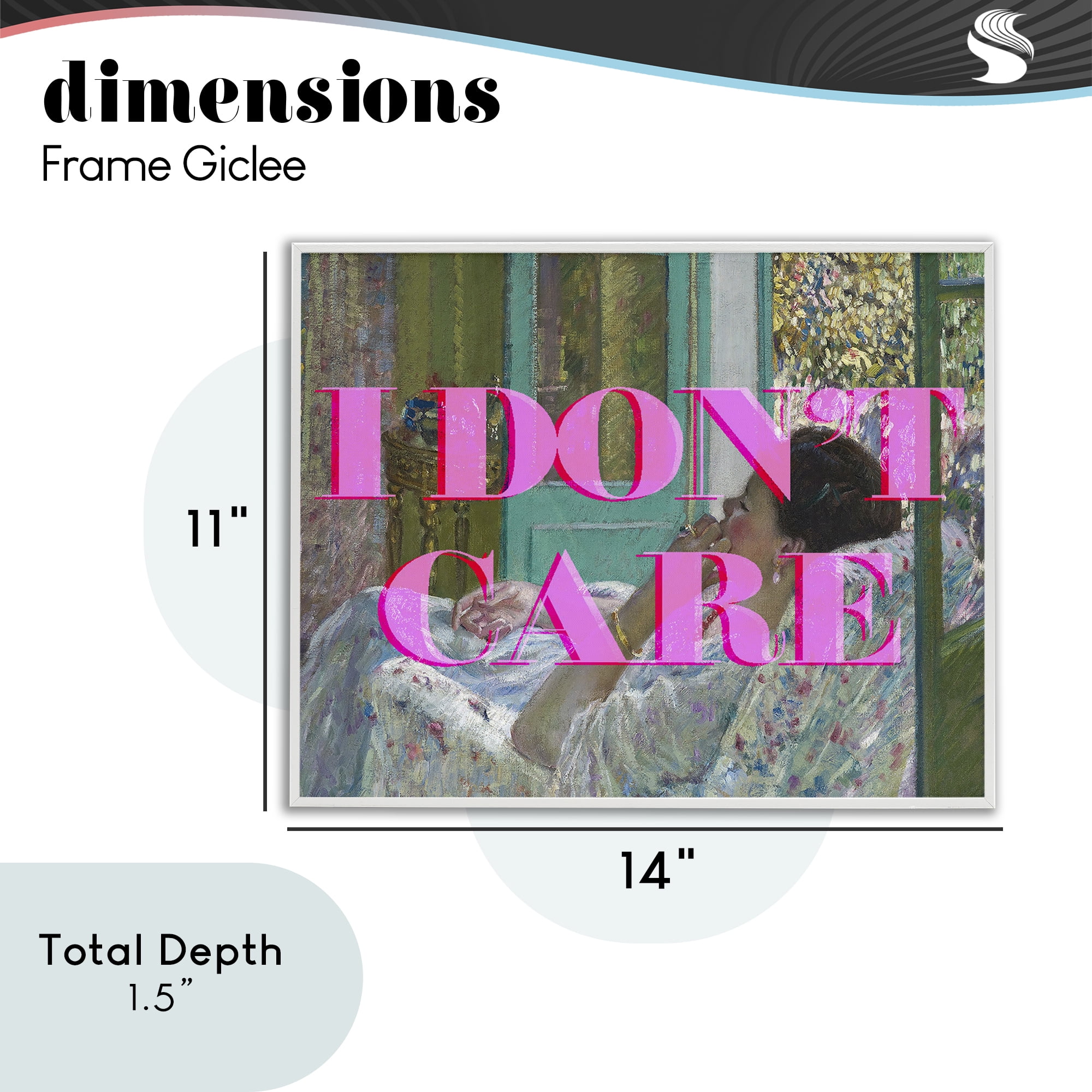 I Don't Care over Classic Painting White Framed Giclee Art, design by Lil' Rue