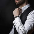 thumbnail image 2 of Premium Genuine Leather Bracelet for Men in Black Magnetic Stainless Steel Clasp in Black, Silver and Gold | Exclusive Jewellery | Great Gift Idea, 2 of 4