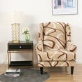 thumbnail image 2 of Sumhomie Housse Extensible Imprimée pour Fauteuil à Oreilles 2 Pcs, Camel, 2 of 4
