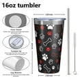 thumbnail image 4 of 16oz Tumblers Paw Prints and Bones Stainless Steel Vacuum Insulated Double Wall Travel Tumbler Cups Mug with Lid and Straw,Cleaning Brush for Coffee,Tea, 4 of 4