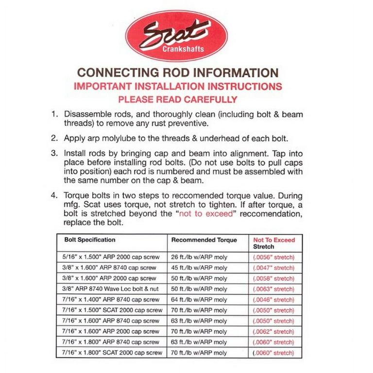 Scat 3/8in x 1.600 ARP 2000 Rod Bolt Scat 3/8in x 1.600 ARP 2000 Rod Bolt