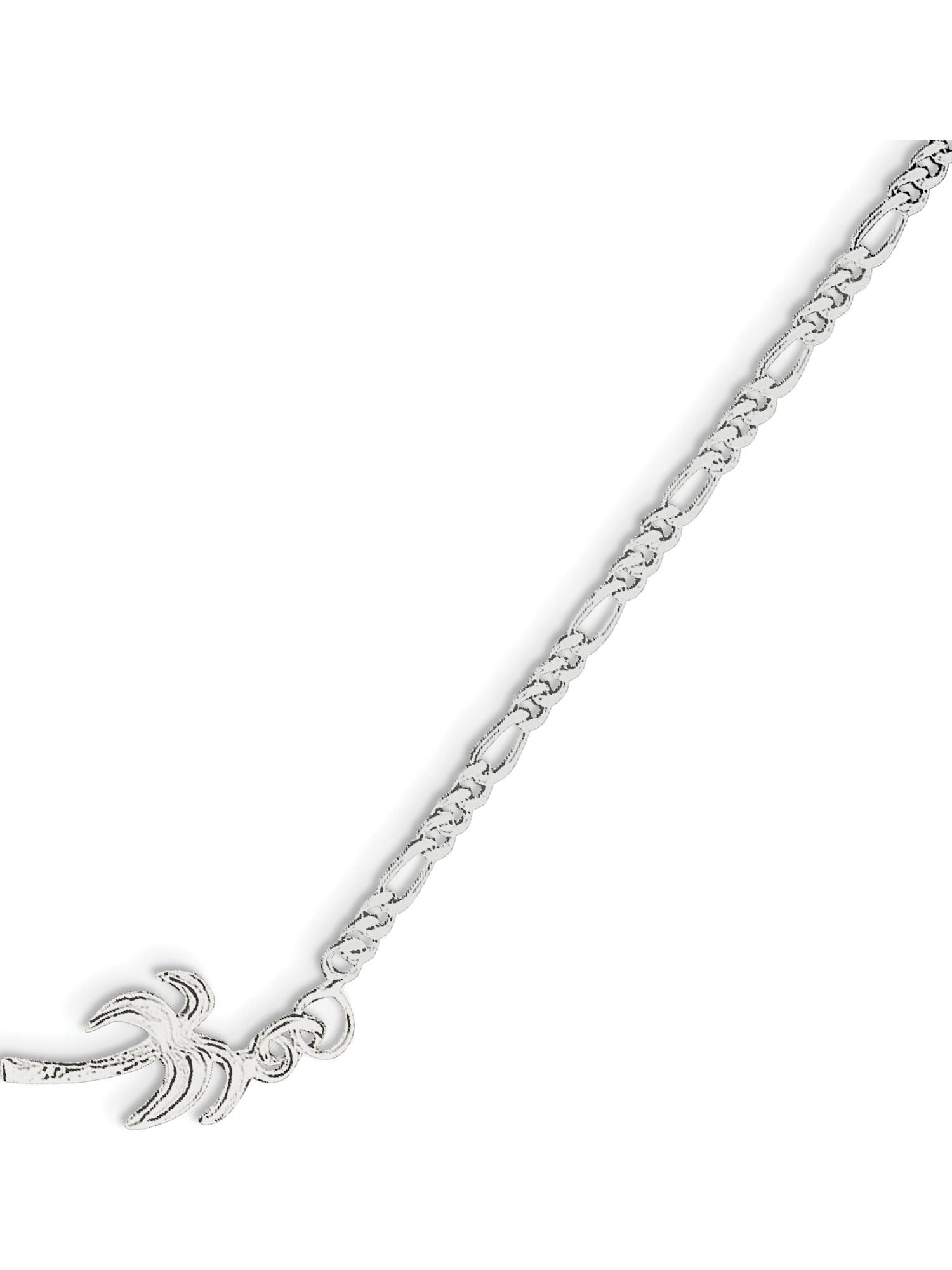Sterling Silver 10inch Solid Polished Palm Tree Anklet