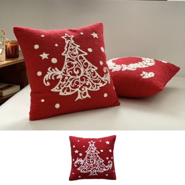 Juego de almohadas con forma de árbol de copos de nieve de Navidad, color liso, para sala de estar, almohada decorativa de jacquard, regalos de Navidad, decoración navideña de otoño, decoraciones
